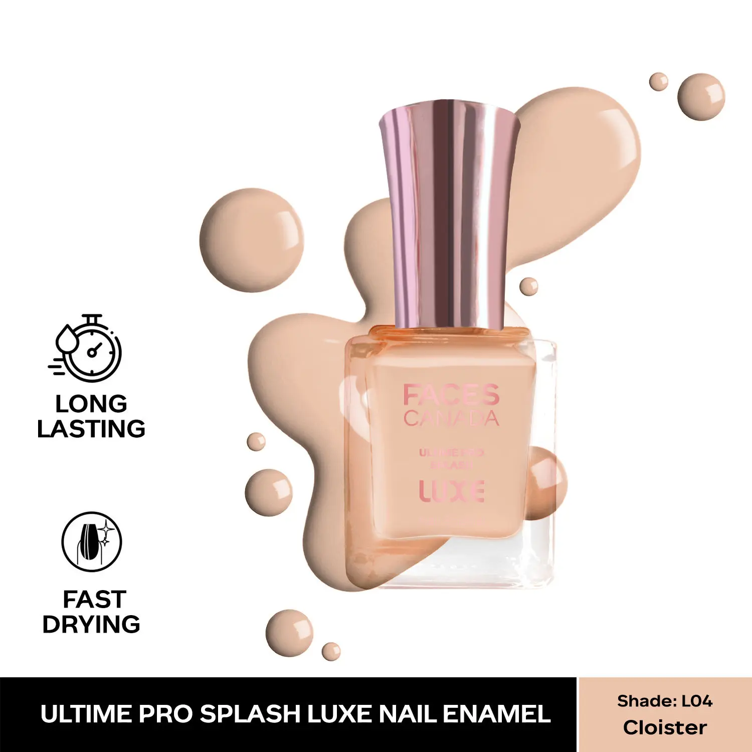 FACESCANADA Ultime Pro Splash Luxe Nail Enamel I Quick-drying I Long lasting I Even-Finish I Vegan I Cruelty-free I Non-Toxic I Ethanol-free I Cloister (L04)12ml