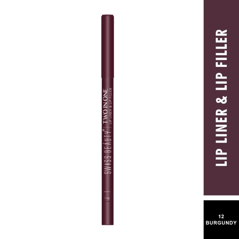 Swiss Beauty Two In One Lip Liner & Lip Filler - Burgundy