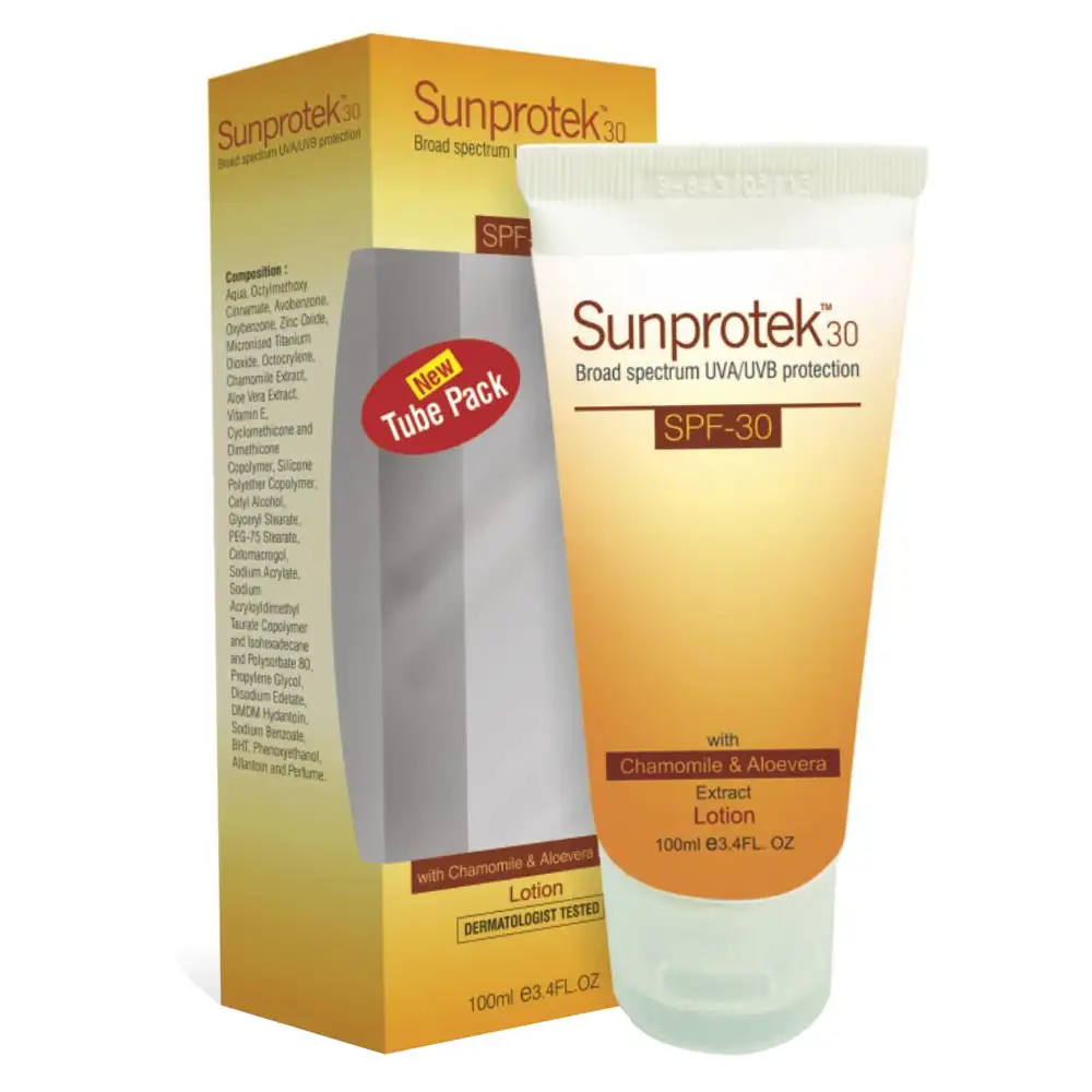 Salve Sunprotek Lotion,  100 ml  UVA/UVB Protection with Chamomile & Aloevera