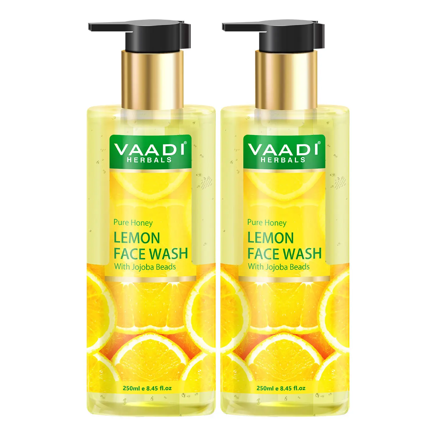 Vaadi Herbals Pack of 2 Pure Honey Lemon Face Wash with Jojoba Beads (250 ml x 2)