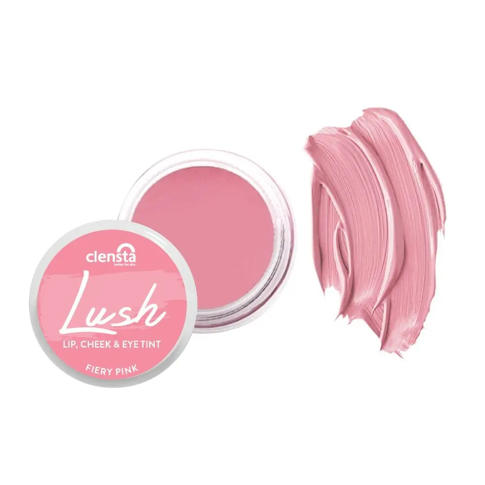 Clensta Lush Blush lip and cheek tint - Fiery Pink| 5 gm| With Red Aloe Vera and Jojoba Oil| Better Lip Tone and Soft Texture| Cheeks Blush