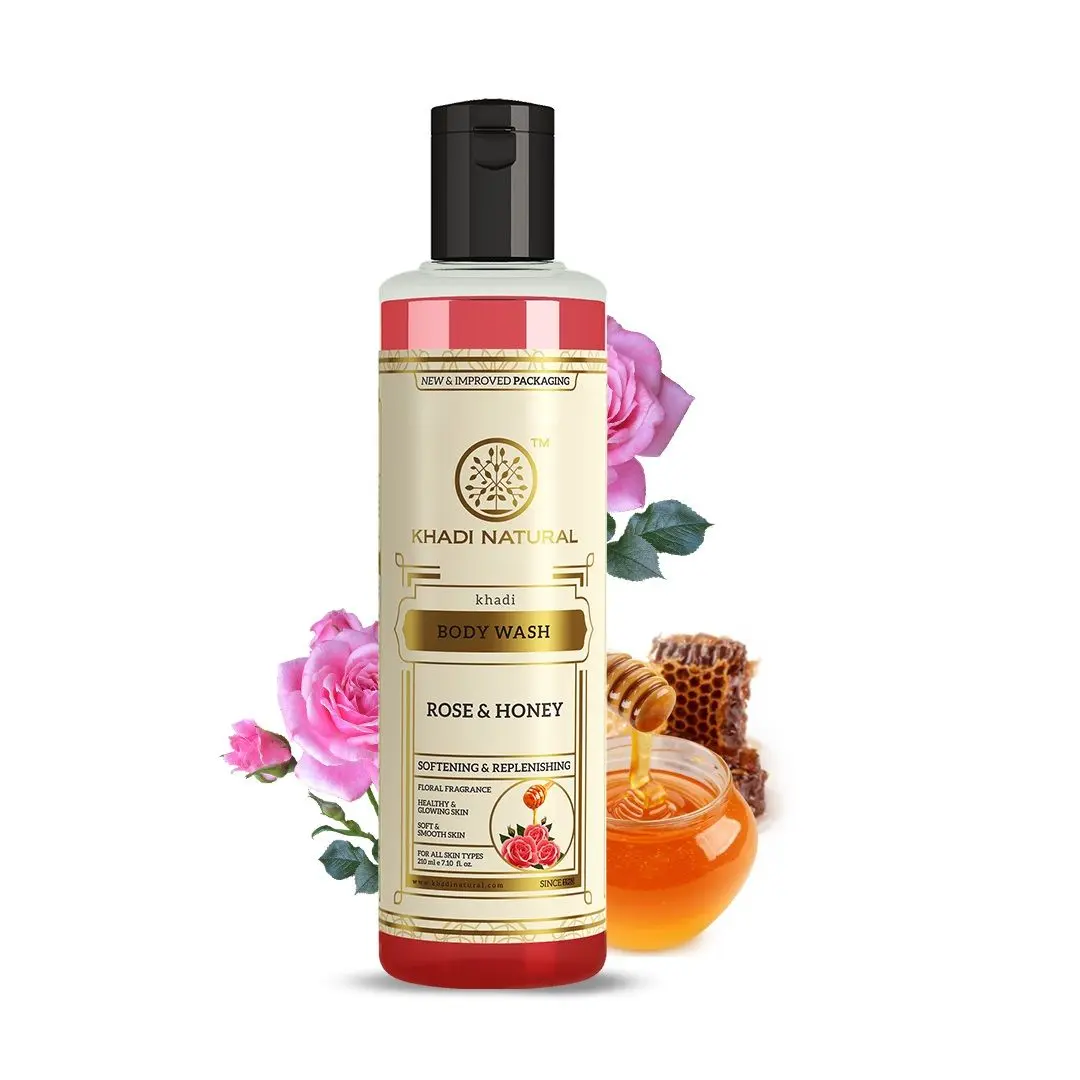 Khadi Natural Rose & Honey Herbal Body Wash| Soft, Smooth & Hydrate Skin - (210ml)