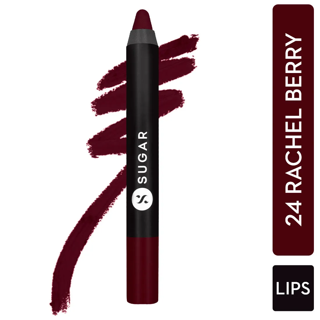 SUGAR Matte As Hell Crayon Lipstick With Free Sharpener - 24 Rachel Berry (Deep Berry)