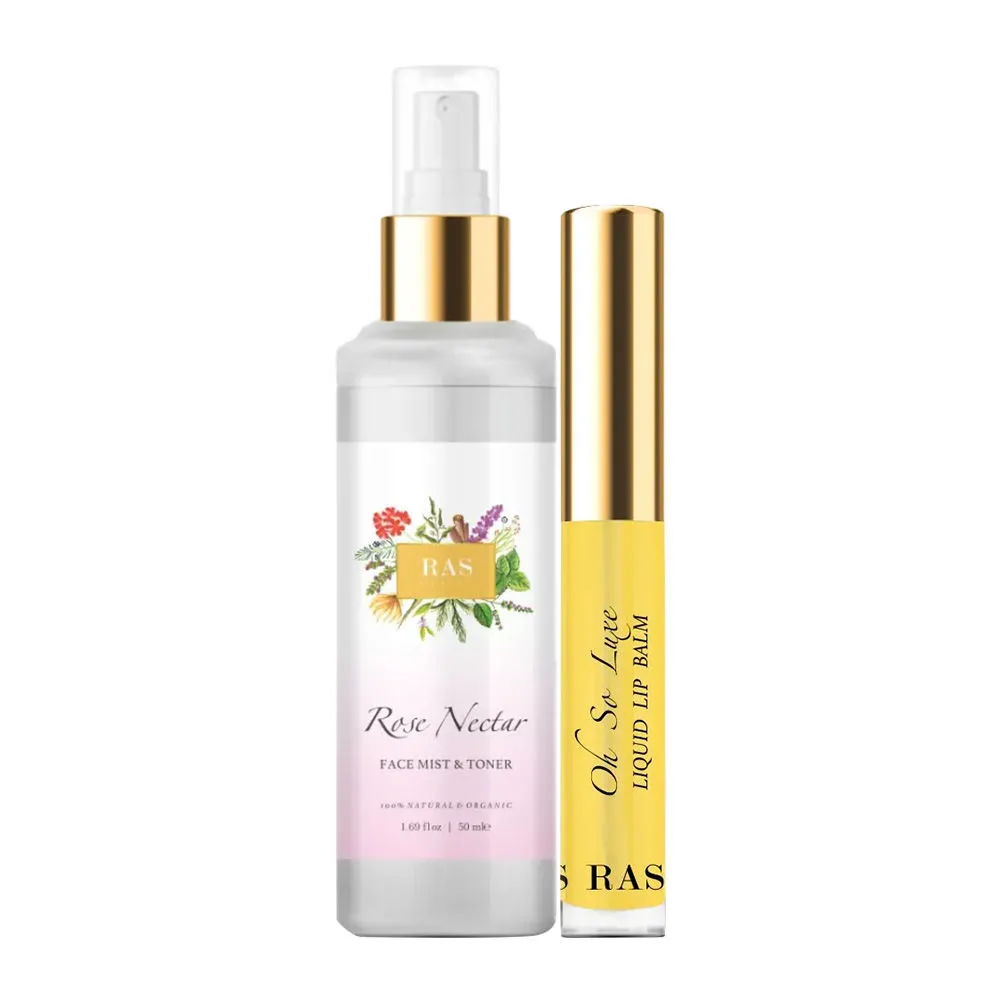 RAS Luxury Oils Dewy Look Duo Kit - Rose Nectar Face Mist & Lip Balm