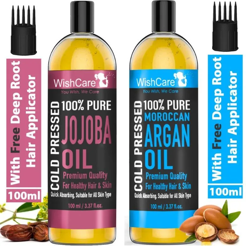 Wishcare Pure And Natural Moroccan Argan Oil & Unrefined Jojoba Oil Combo