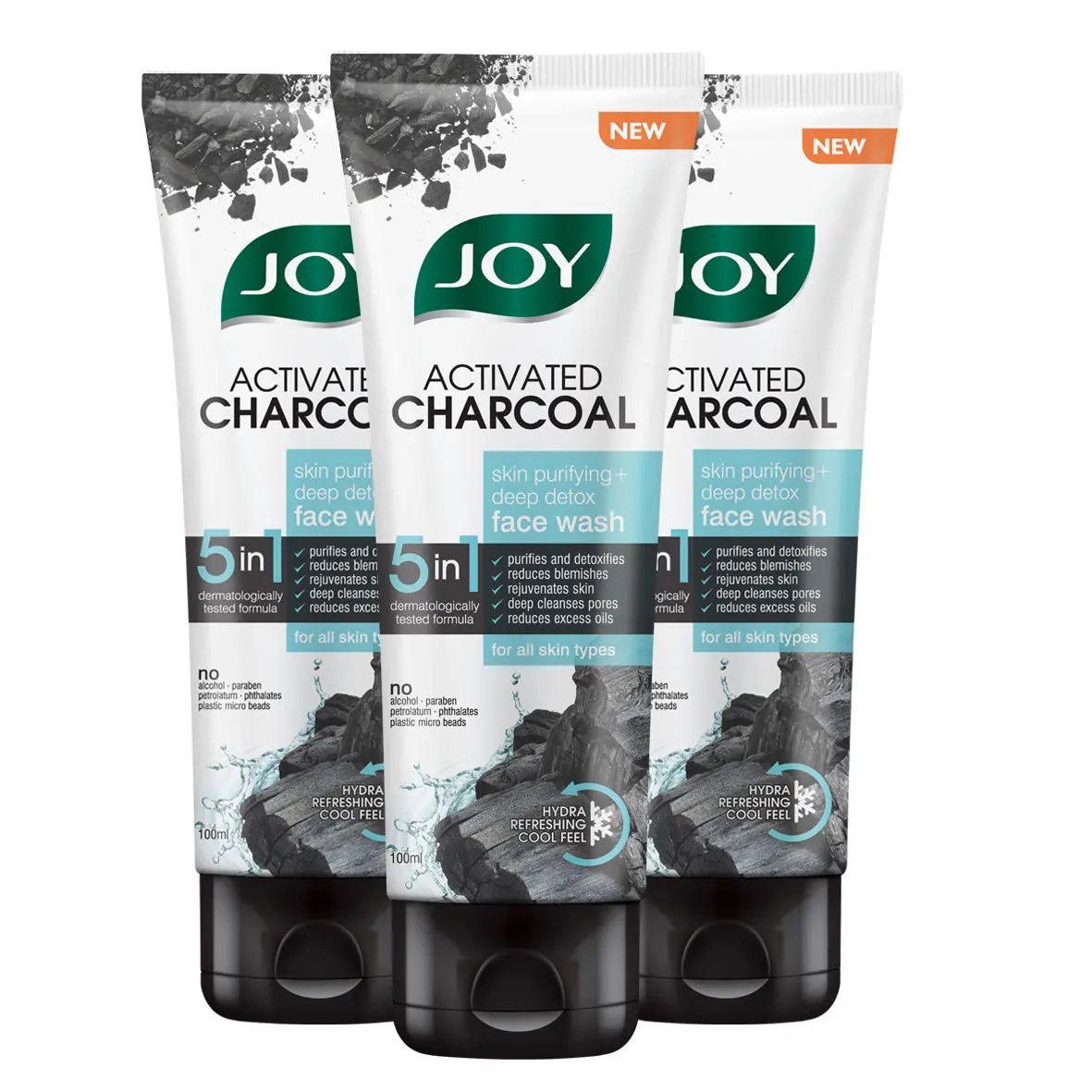 Joy Skin Purifying Deep Detox Activated Charcoal Face Wash ( Pack of 3X100 ml )