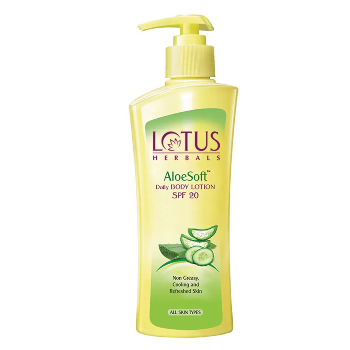 Lotus Herbals Aloesoft Daily Body Lotion | Non Greasy | Cools and Refreshes Skin | SPF 20 | For All Skin Types | 250ml