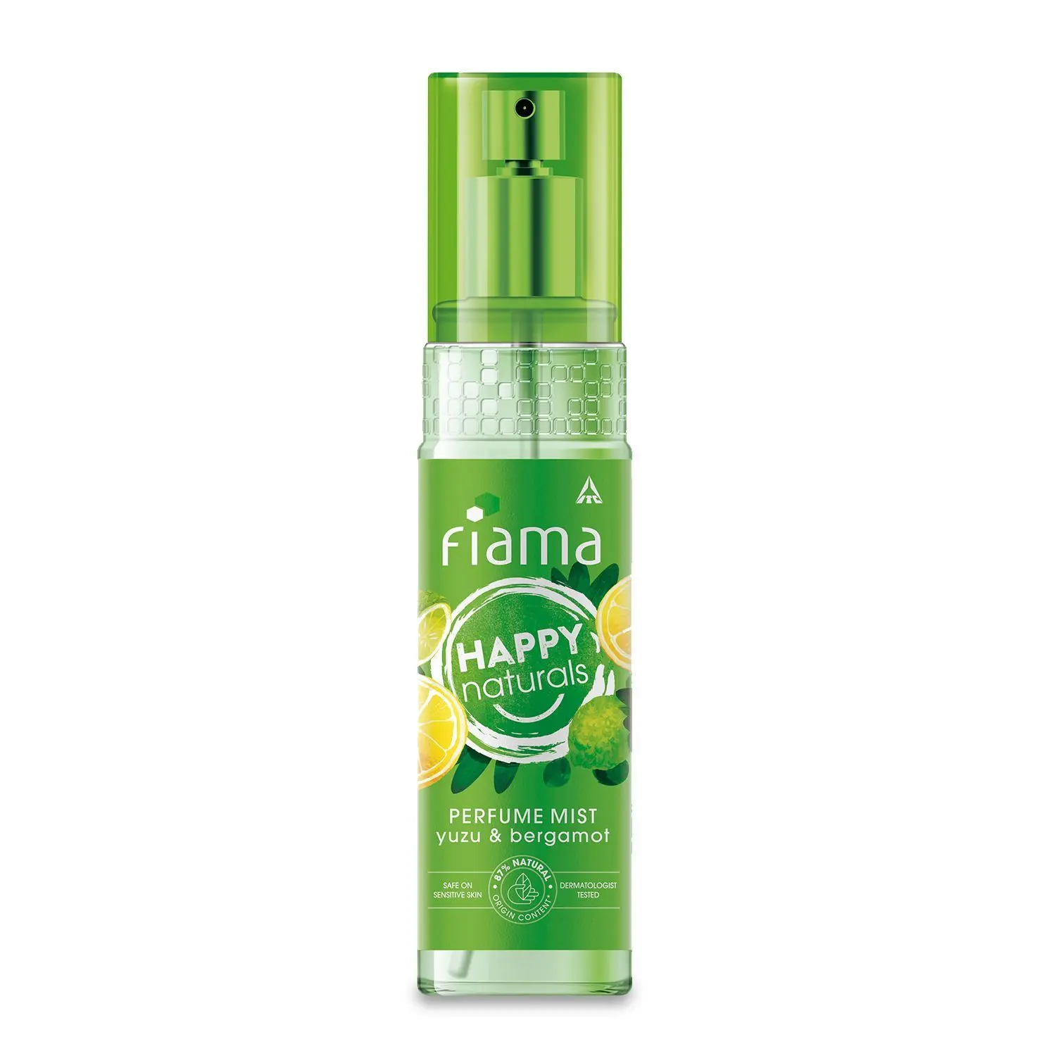 Fiama Happy Naturals Perfume Mists, Yuzu and Bergamot, 87% Natural origin content, skin friendly PH, long lasting fragrance, 120ml bottle