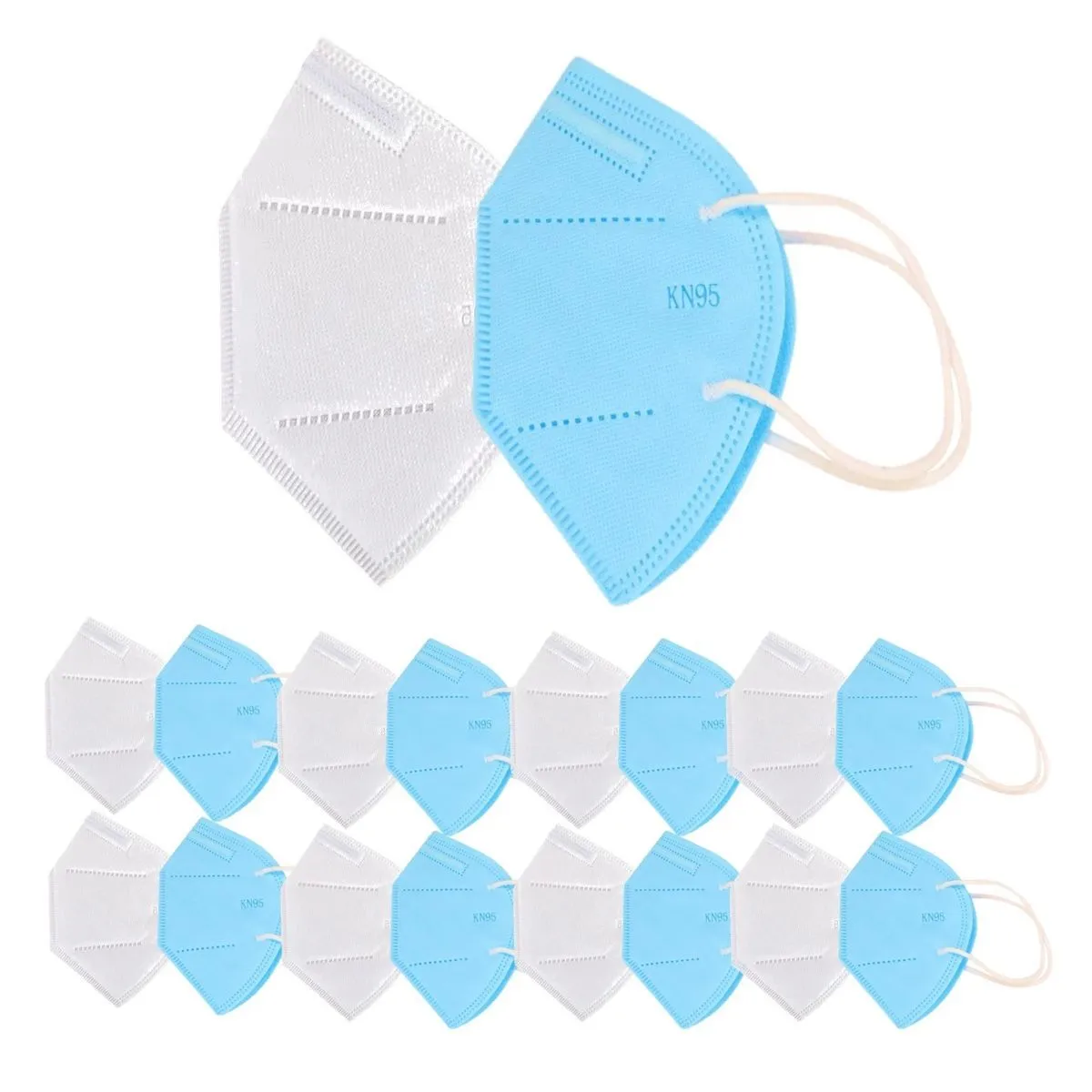 Fabula Pack Of 16 Kn95/N95 Anti-Pollution Reusable 5-Layer Mask (Blue,White)