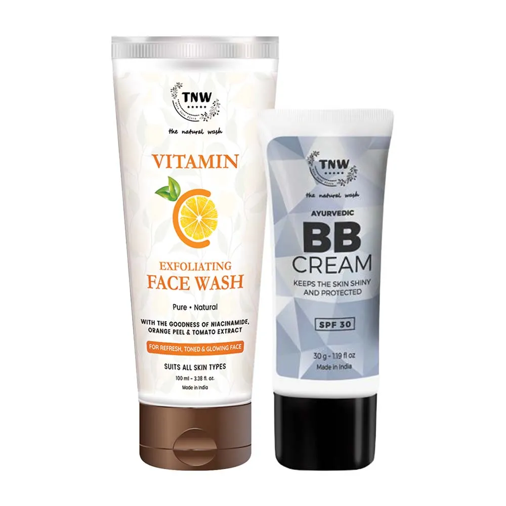 TNW The Natural Wash BB Cream & Vitamin C Exfoliating Face Wash Combo