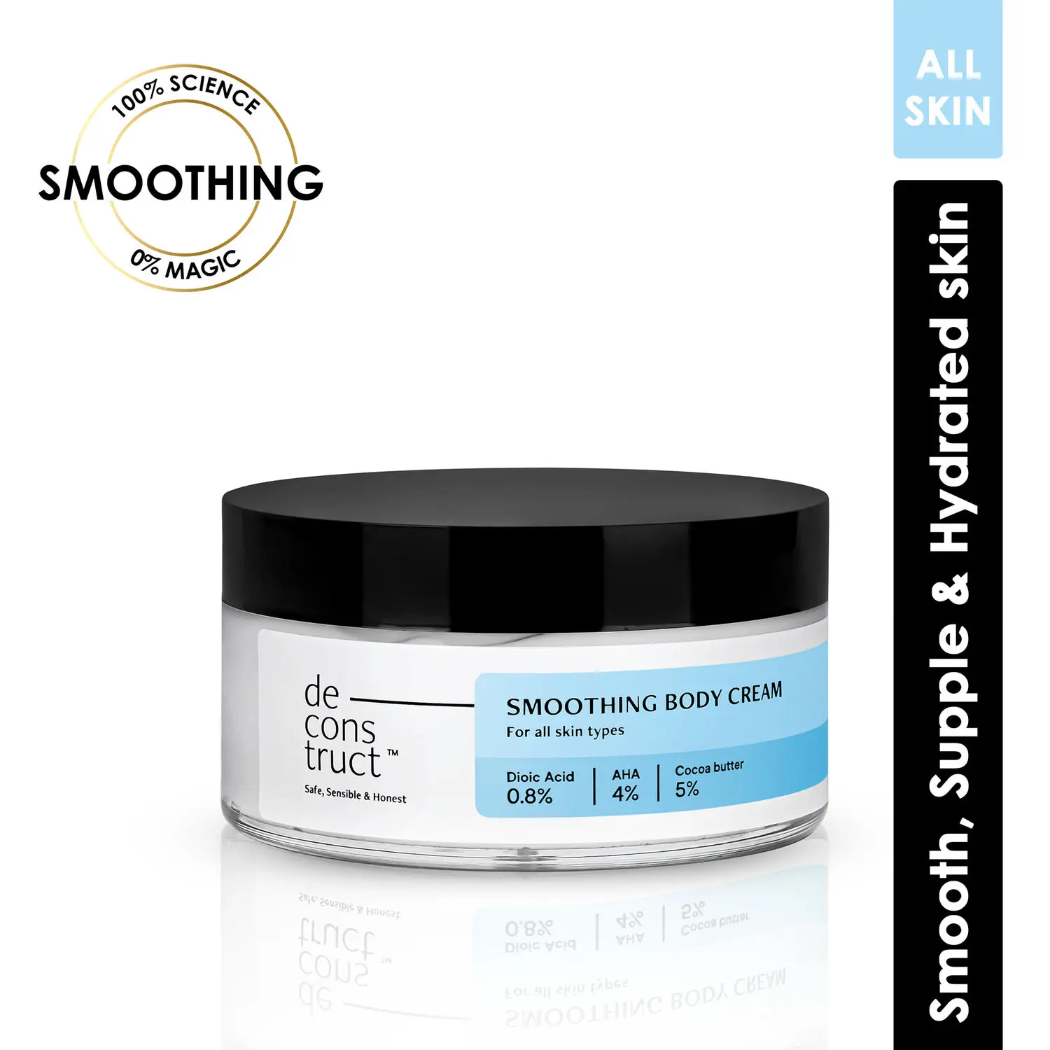 Deconstruct Smoothing Body Cream- 0.8% Dioic Acid + 4% AHA + 5% Cocoa Butter (200 gm)