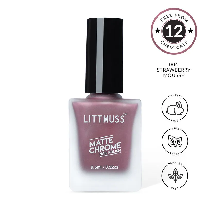 Littmuss Nail Polish Matte Chrome Nail Paint - Strawberry Mousse - 004