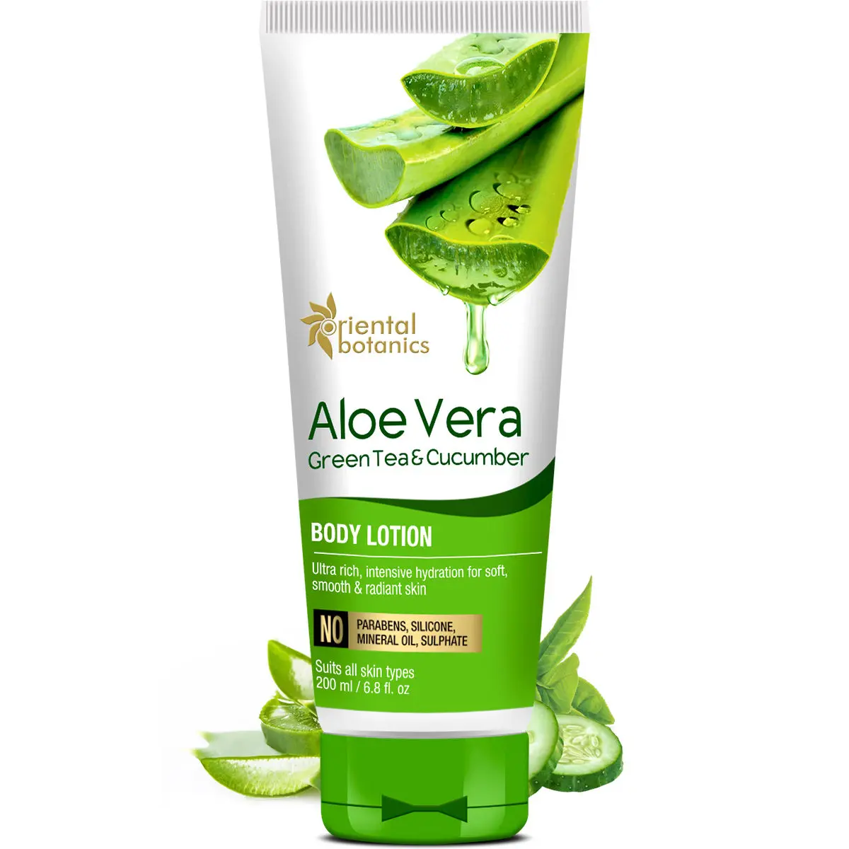 Oriental Botanics Aloevera, Green Tea & Cucumber Body Lotion | No Paraben & SLS - (200 ml)