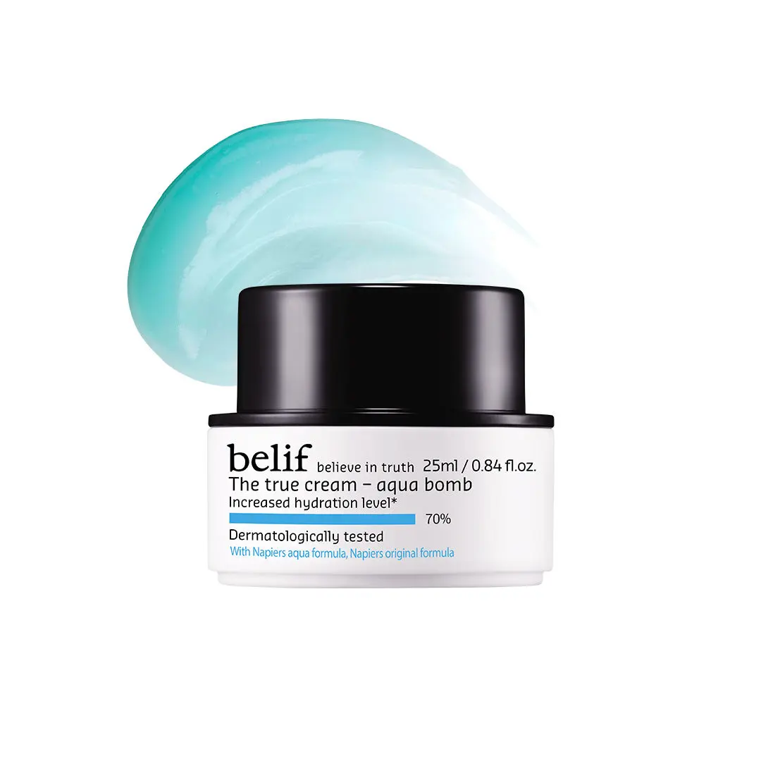 Belif The True Cream Aqua Bomb, Hydrating Moisturizer for Face | Ultra-lightweight, gel-cream | Daily Use Hydarting Face Cream | For Normal, Combination, and Oily skin types| Clean Skincare Products for Face | Korean Skin Care Products | (25 ml)