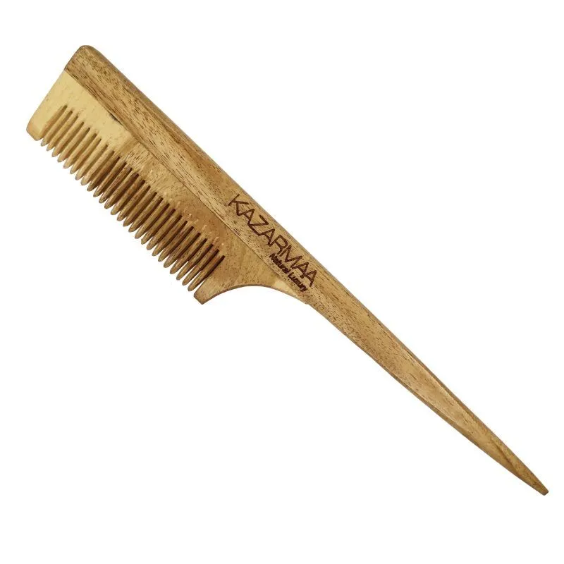 Kazarmaa Natural Neem Wood Tail Handle Comb