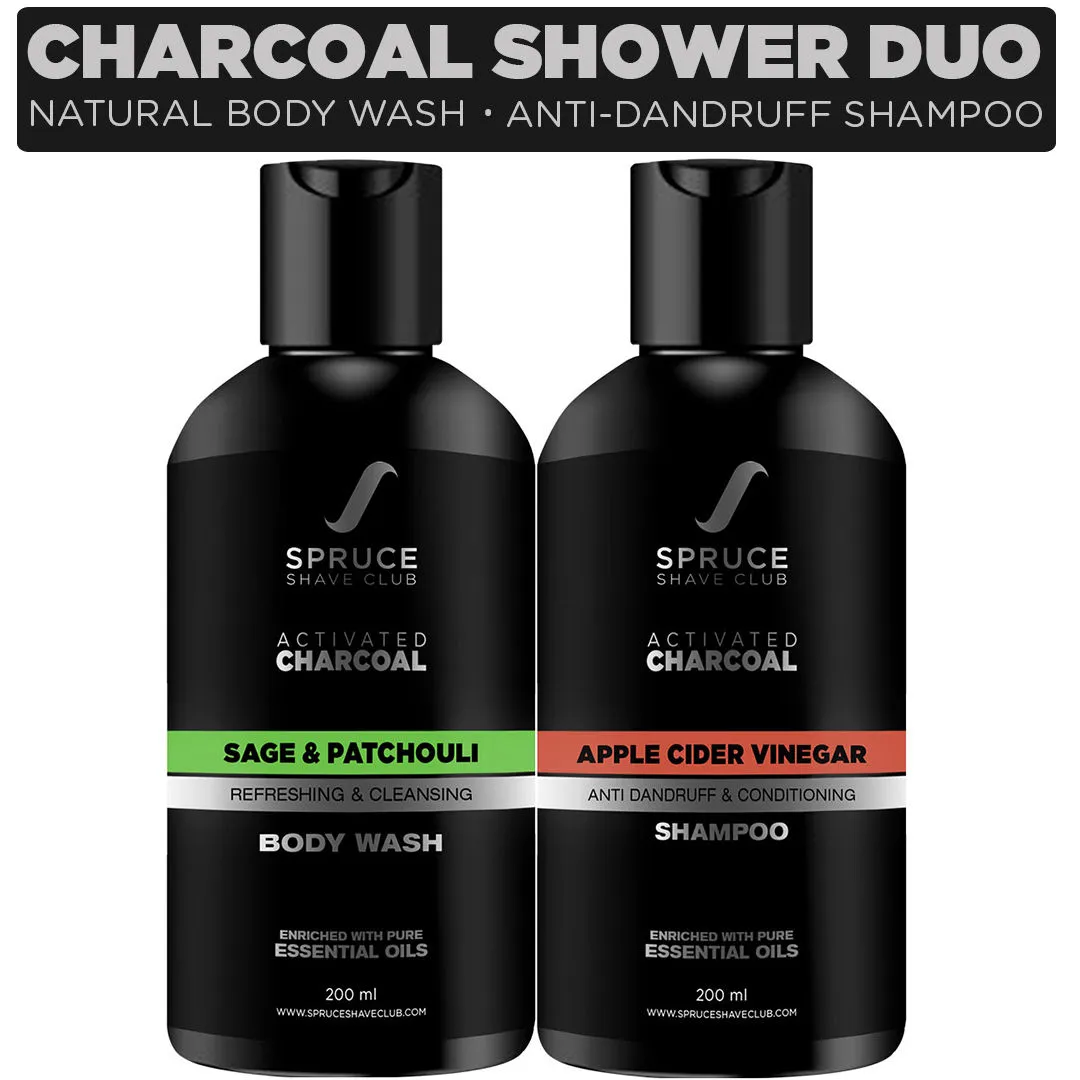 Spruce Shave Club Charcoal Shower Duo - Body Wash & Shampoo With Natural Essential Oils