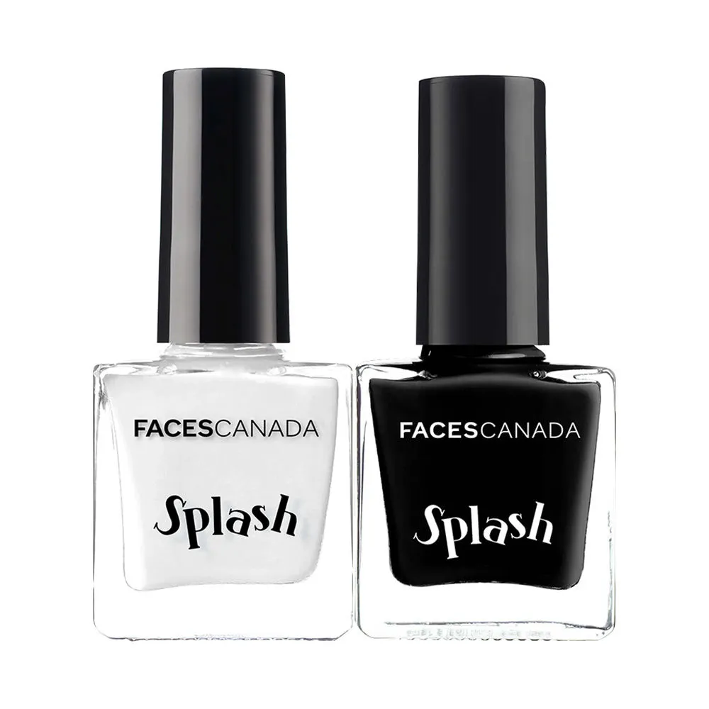 Faces Canada Splash Nail Combo - White O White + Black Beauty