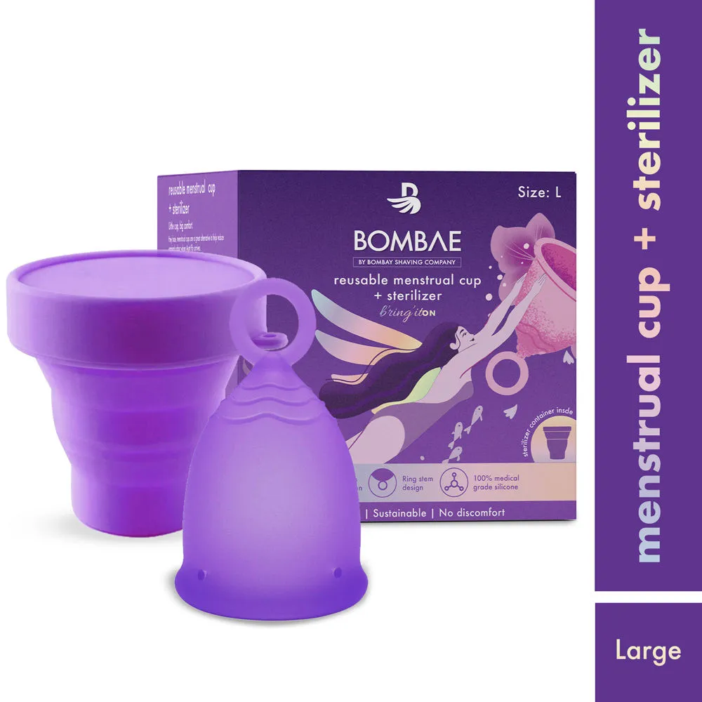 Bombae Reusable Menstrual Cup & Sterilizer Container| Large Size