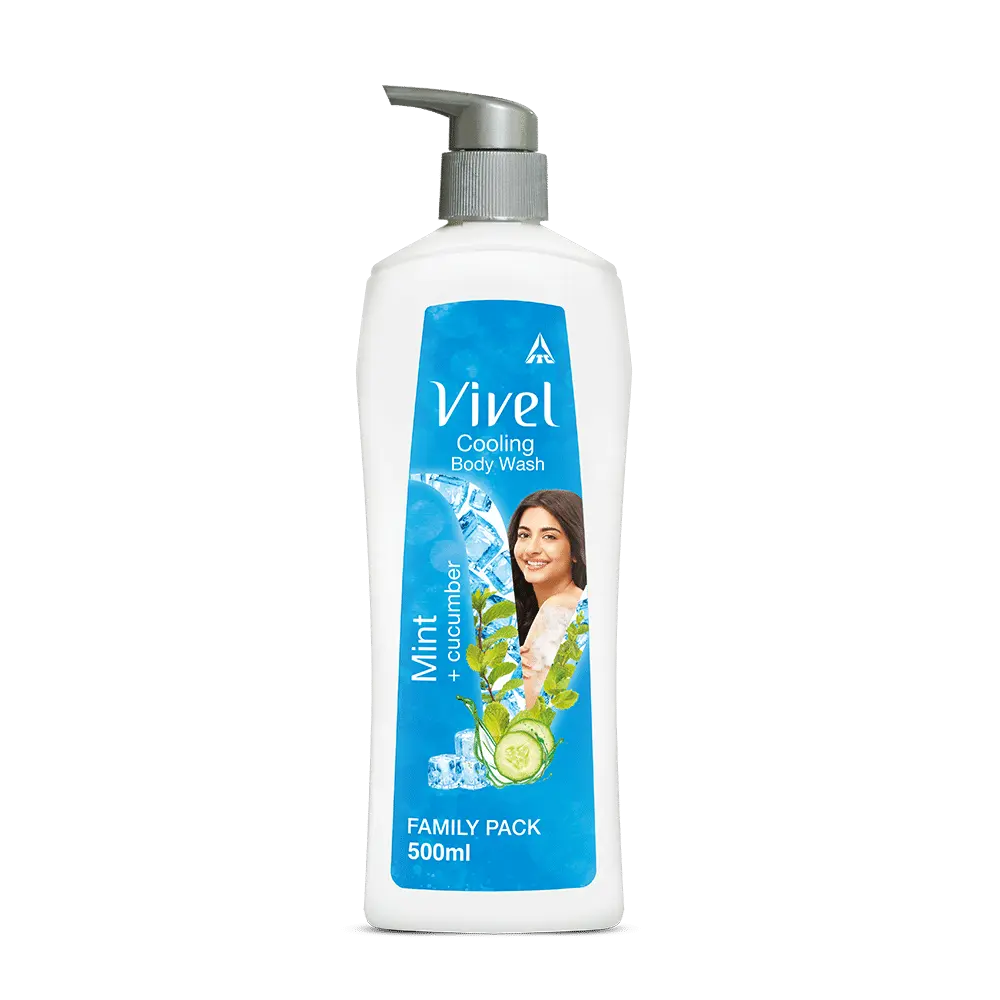 Vivel Body Wash, Mint & Cucumber Body Wash, Cooling and Moisturising, For soft and smooth skin, High Foaming Formula, 500ml Pump, For women and men