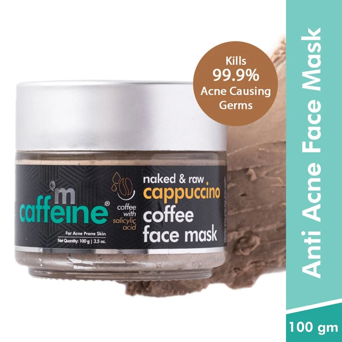 MCaffeine Anti Acne Cappuccino Coffee Face Mask - Clay Face Pack with Salicylic Acid for Oil Control