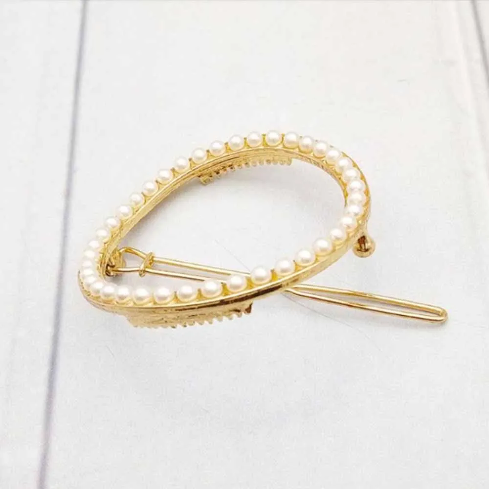 Ferosh Meredith Golden Open Circle Pearl Hair Pin