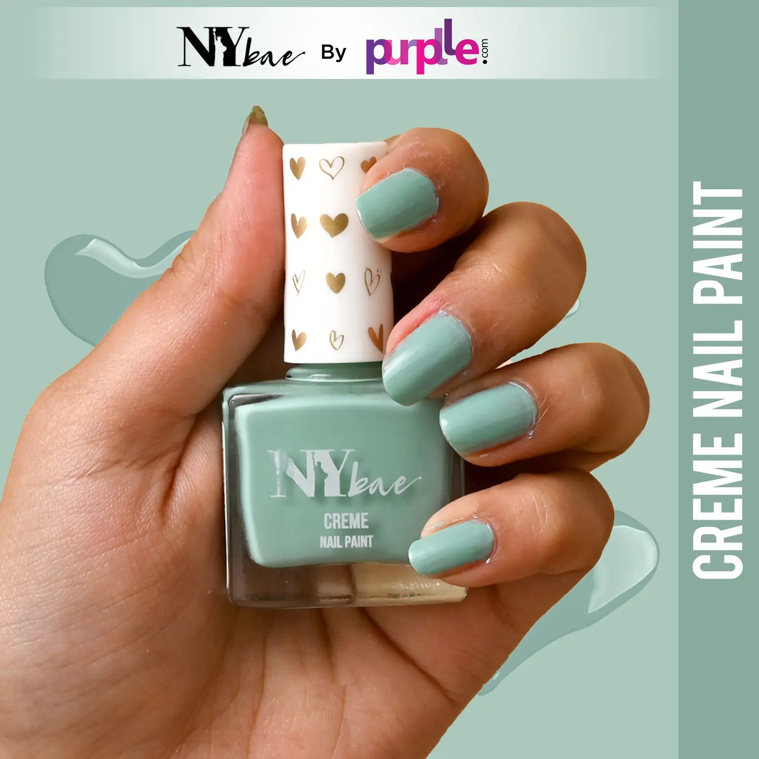 NY Bae Creme Nail Paint - Mint Green 03 (10 ml) | Green | Rich Pigment | Chip-proof | Full Coverage | Travel Friendly | Vegan