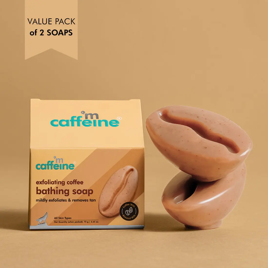 mCaffeine Exfoliating Coffee Bathing Soap 75g (Pack of 2)