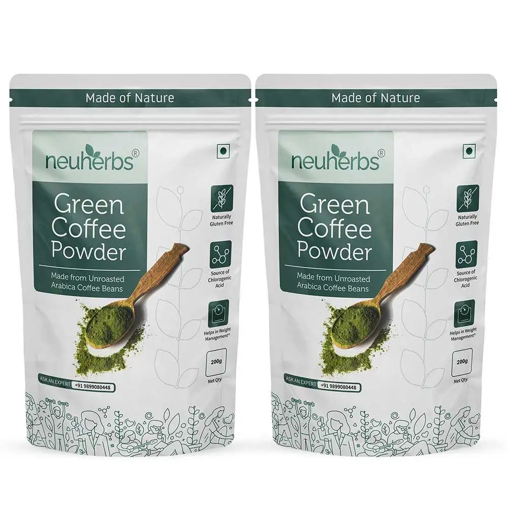 Neuherbs Organic Green Coffee Beans Powder for Weight Loss - Pack of 2,  0.2 kg