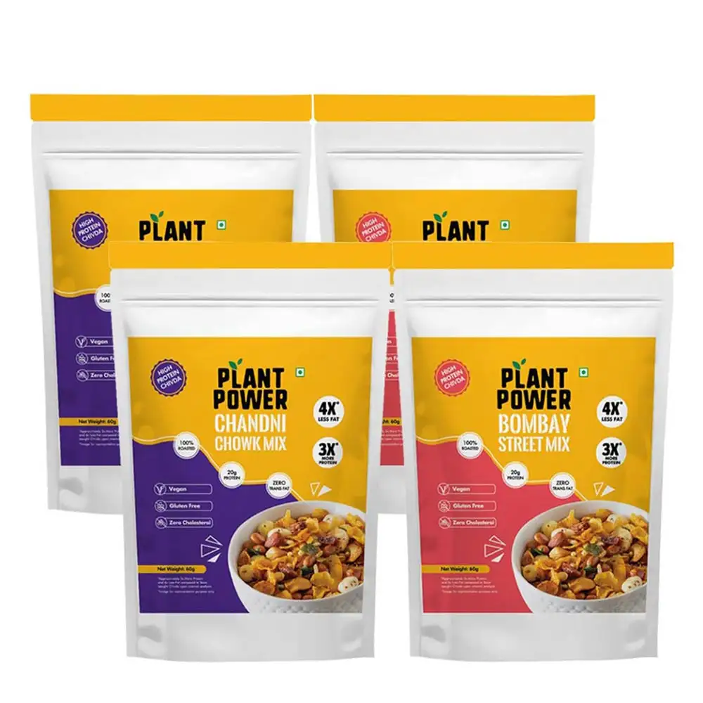 Plant Power High Protein Chivda Variety Pack of 4,  Unflavoured  60 g