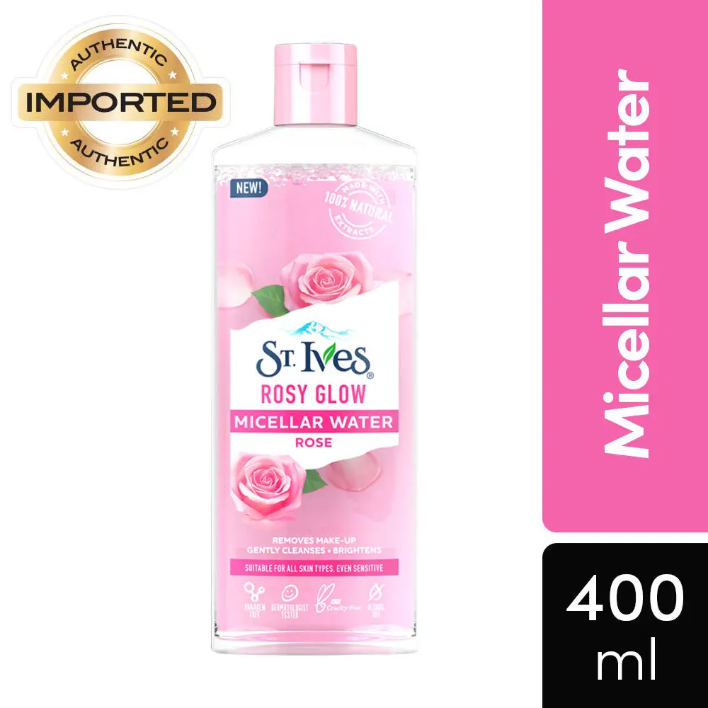 St. Ives Rosy Glow Rose Micellar Water with 100% Natural Extracts (400 ml)