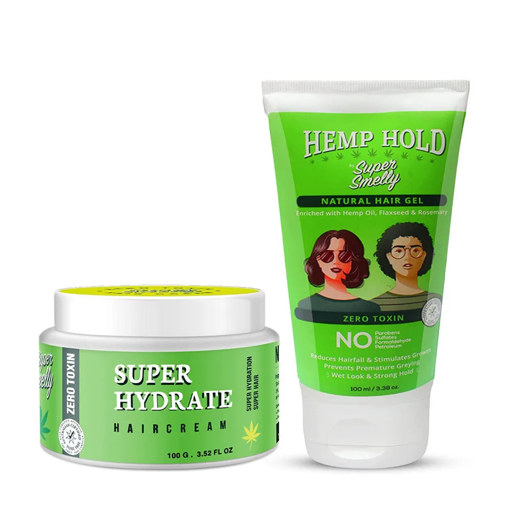 Super Smelly Natural Hydrating Hair Cream & Flaxseed Hair Gel Combo