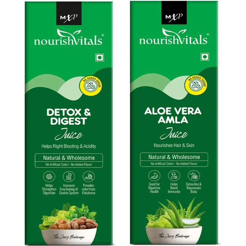 Nourish Vitals Healthcare Juices Combo - Detox & Digest Juice + Aloe Vera Amla Juice