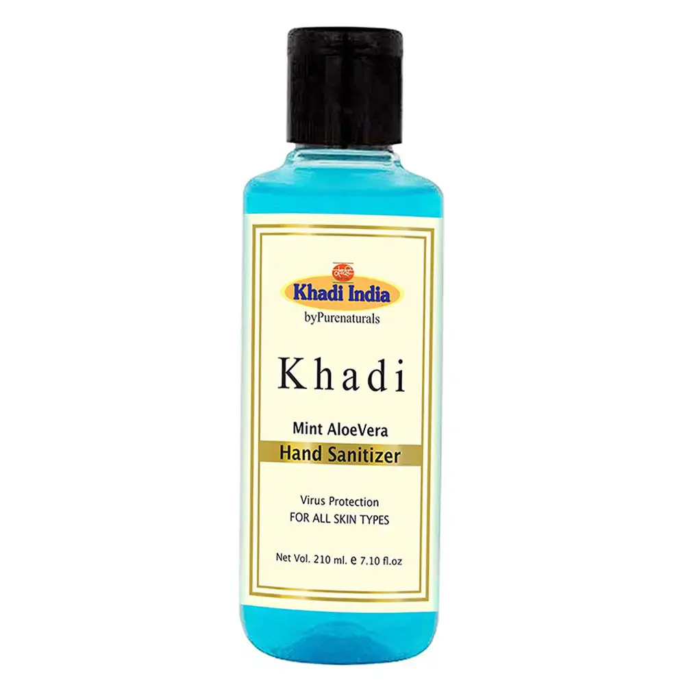 Khadi Virus Protection Hand Sanitizer,  Mint Aloevera  210 ml  Protection from Germs