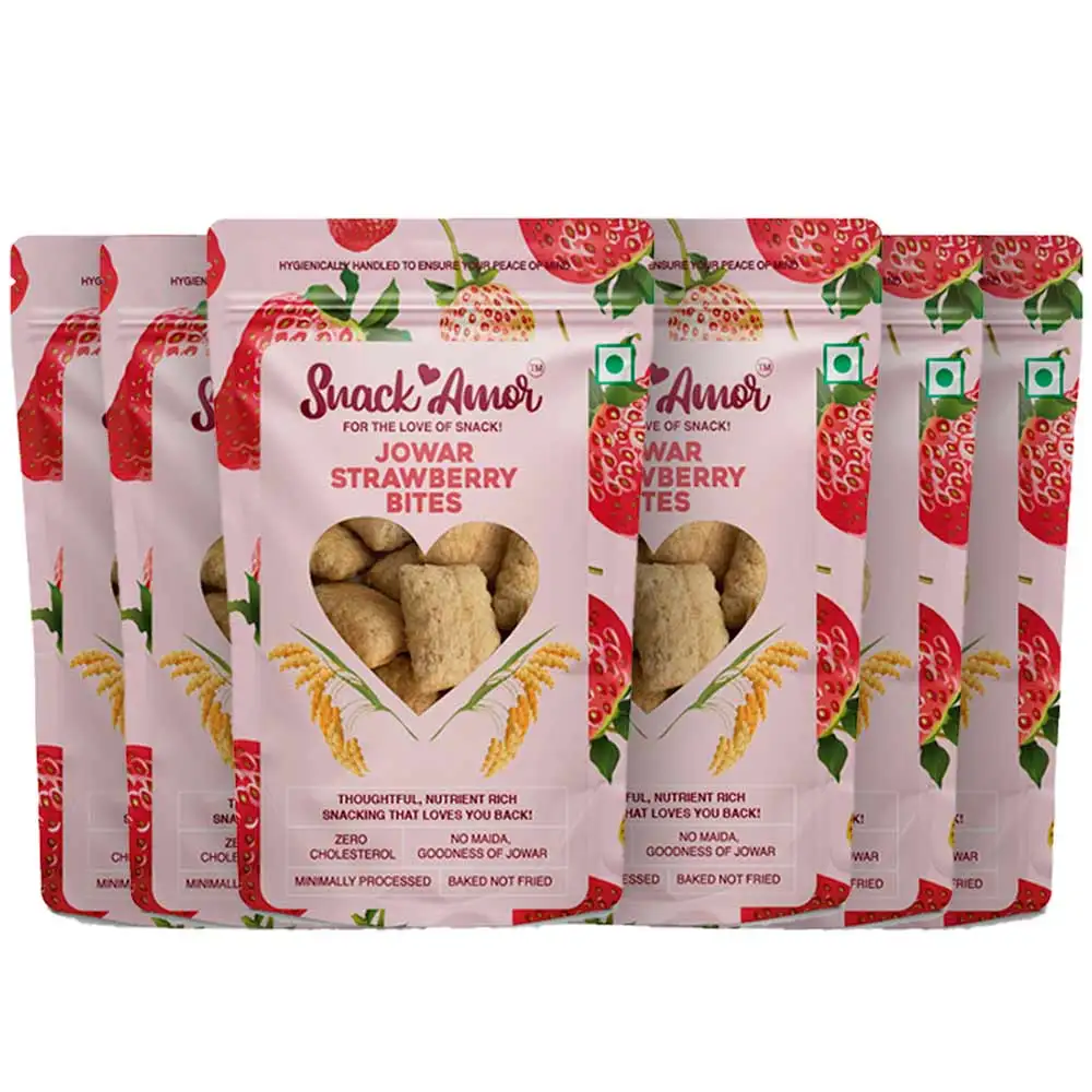 SnackAmor Jowar Bites,  Strawberry (Pack of 6)  100 g