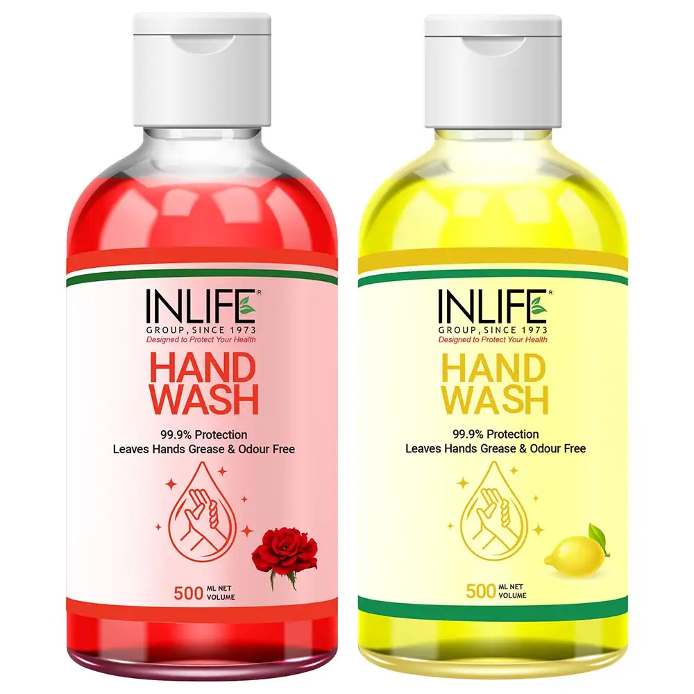 INLIFE Hand Wash,  Rose & Lemon Combo  500 ml  99.9% Germs Protection