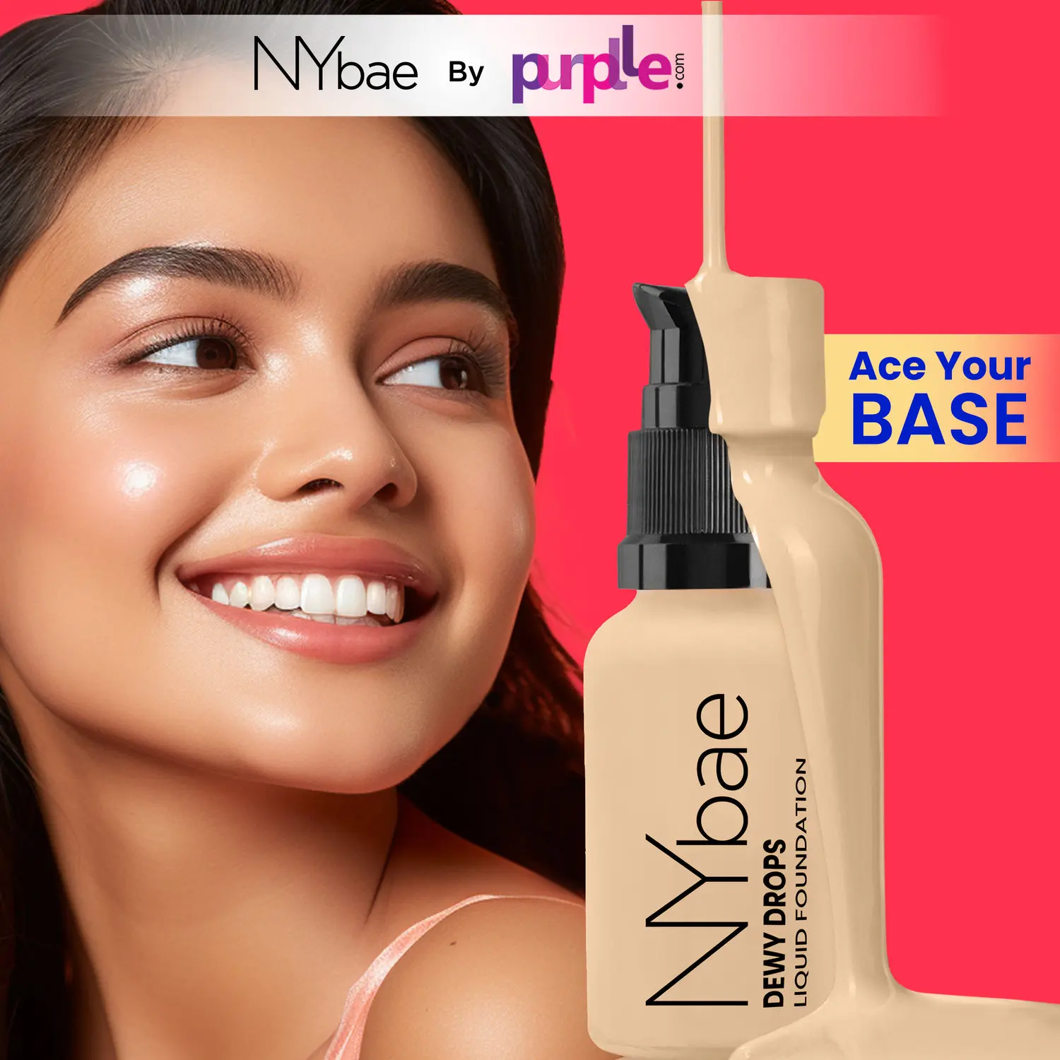 NY Bae Dewy Drops Foundation - White Coffee 08 (30 ml) | Very Fair Skin | Cool Undertone | Full Coverage | Long Lasting | Non-Transfer