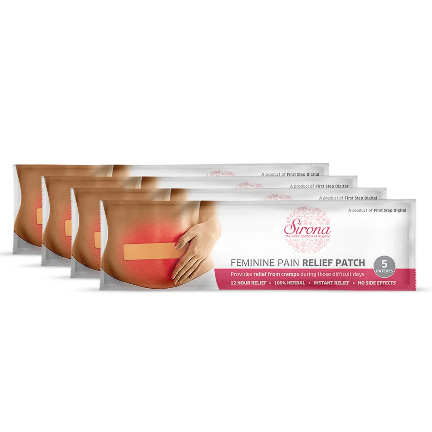 Sirona Feminine Pain Relief Patches - 20 Patches (4 Pack - 5 Patches Each)