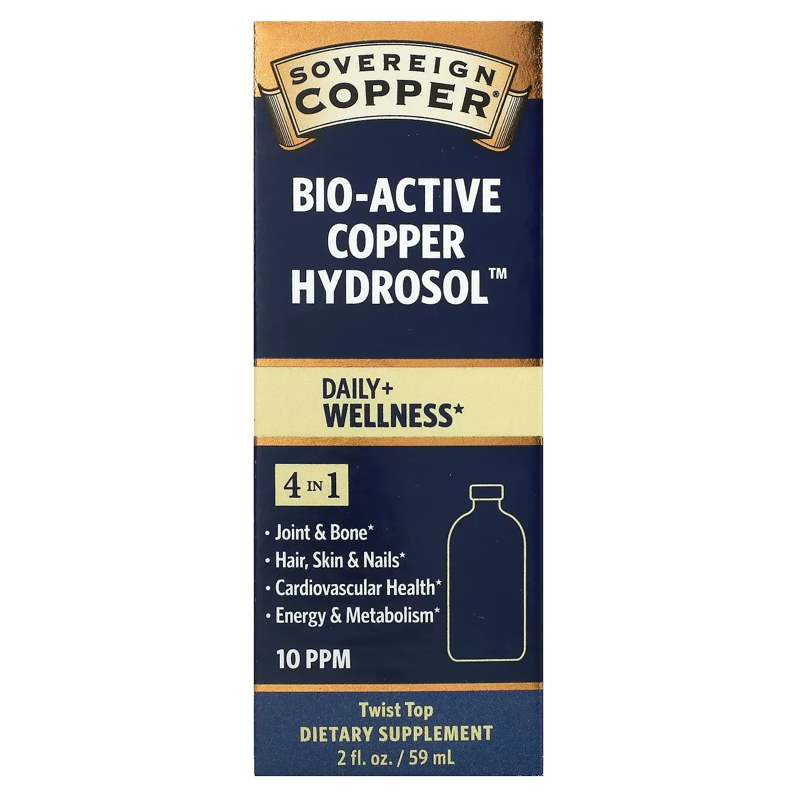 Bio-Active Copper Hydrosol, 10 PPM, 2 fl oz (59 ml)