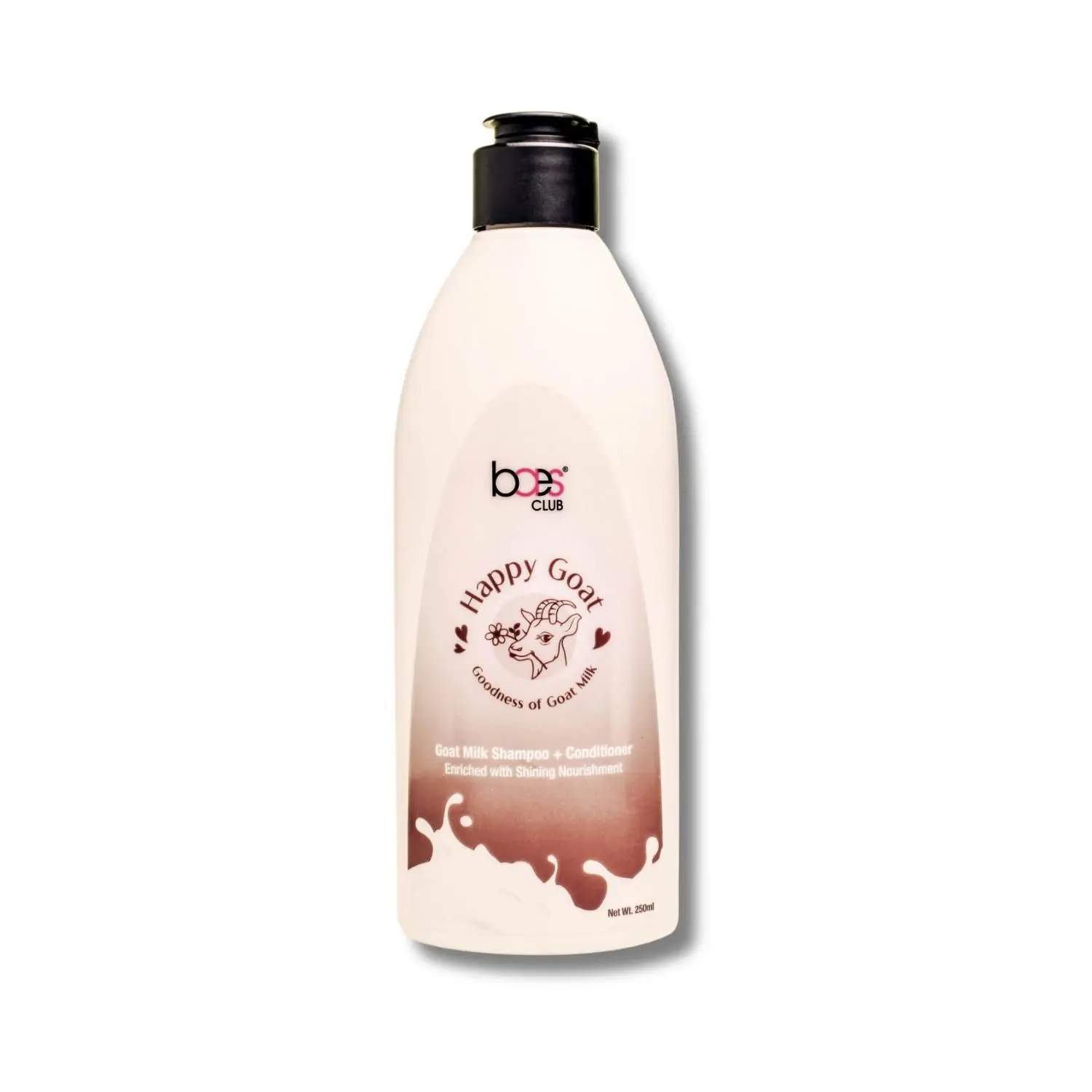 Baes Club Goat Milk 2-in-1 Shampoo + Conditioner | With Goat Milk, Hydrolyzed Milk Protein & Aloe Vera | Great for Dry and Damaged Hair - 250ml