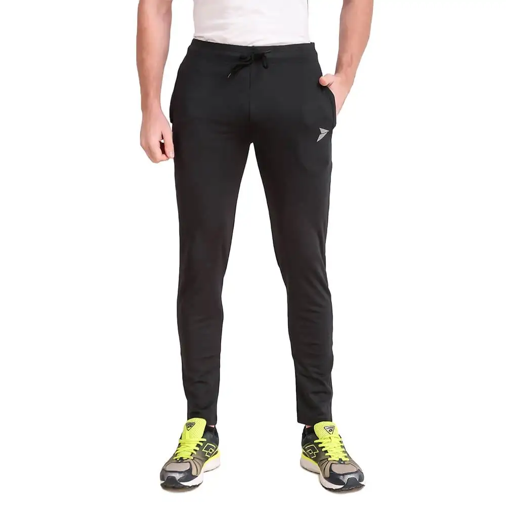 Fitinc Men's Gym & Yoga Wear Stretchable Trackpant with Two Zipper Pockets,  Black  XL