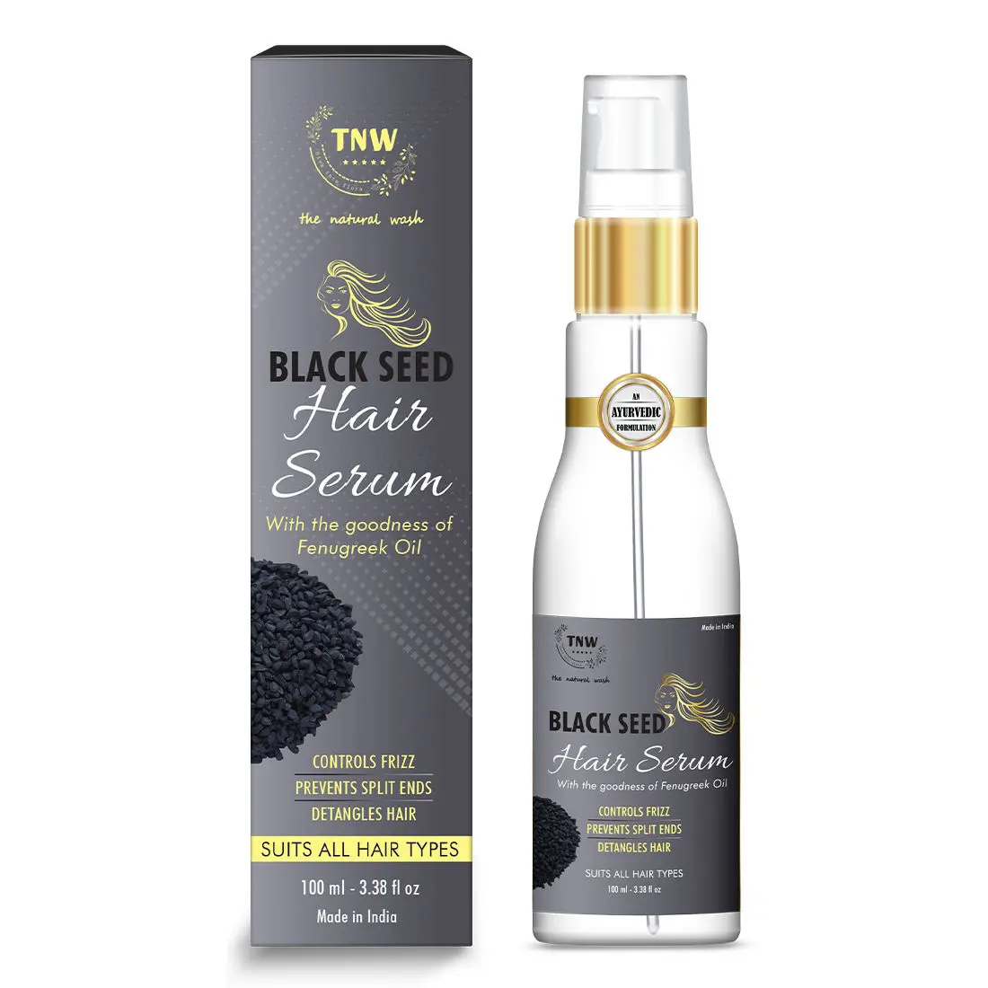 TNW - The Natural Wash Black Seed Hair Serum- A Natural Anti-Frizz And Styling Serum (100 ml)