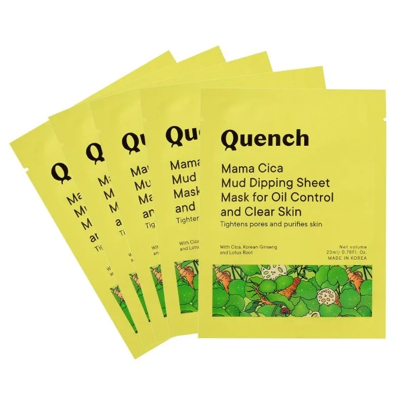 Quench Mama Cica Mud Dipping Sheet Mask For Oil Control And Clear Skin - Pack Of 5