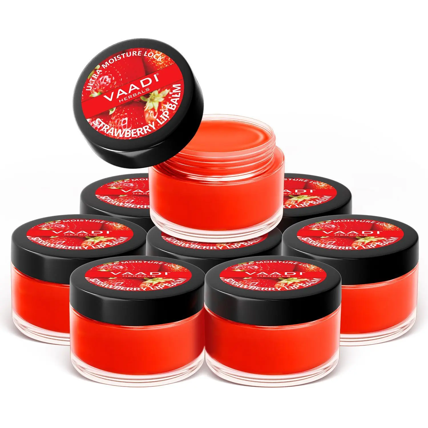 Vaadi Herbals Lip Balm Strawberry & Honey Super Value Pack Of 8 (6 + 2 Free) (10 g X 8)