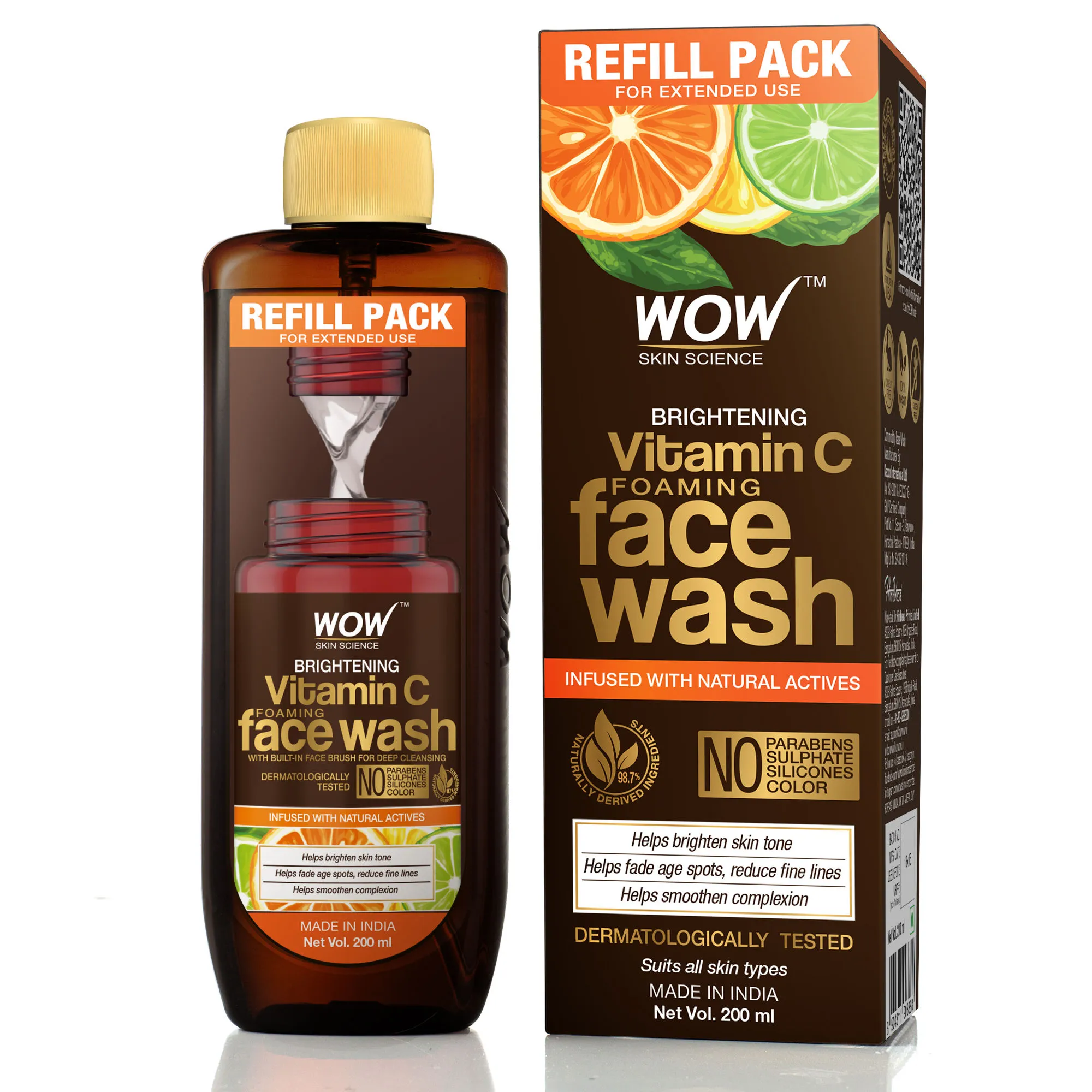 WOW Skin Science Brightening Vitamin C Foaming Face Wash Refill Pack