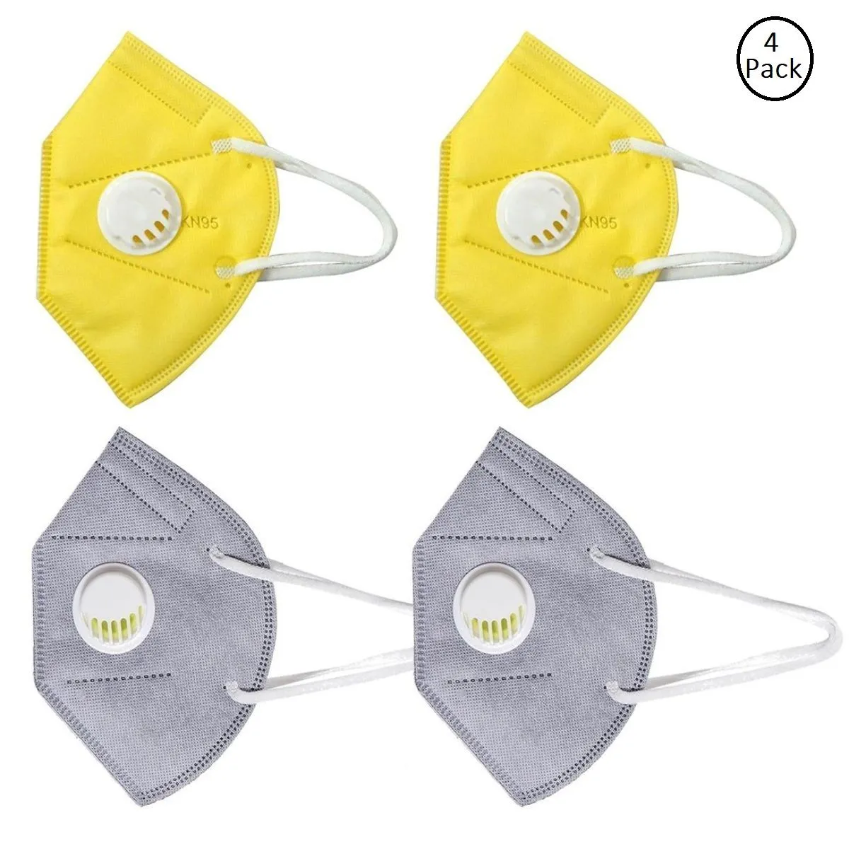 OOMPH Pack of 4 Anti-Pollution Reusable 5 Layer Mask - Yellow Grey