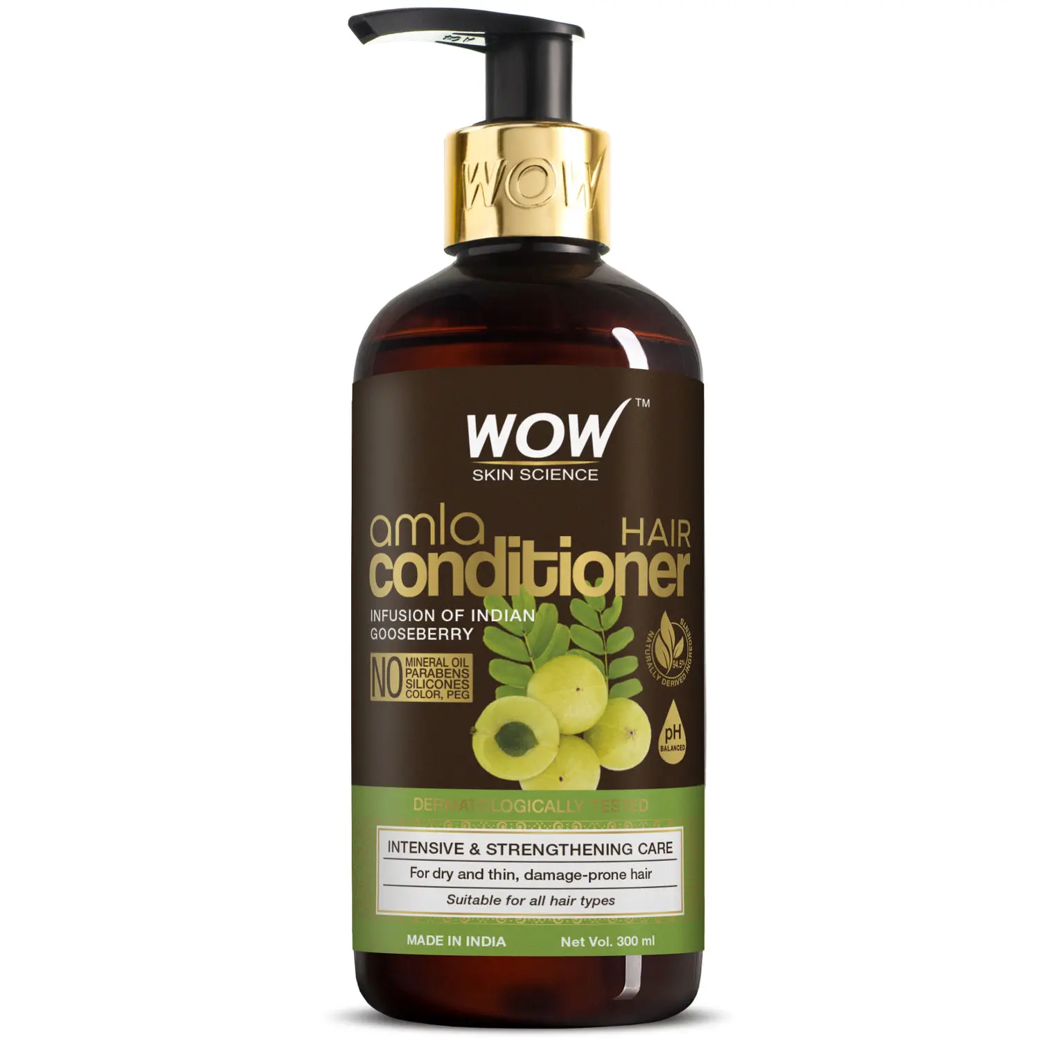 WOW Skin Science Amla Hair Conditioner For Weak Hair - No Mineral Oil, Parabens, Silicones, Synthetic Color & PEG (300 ml)