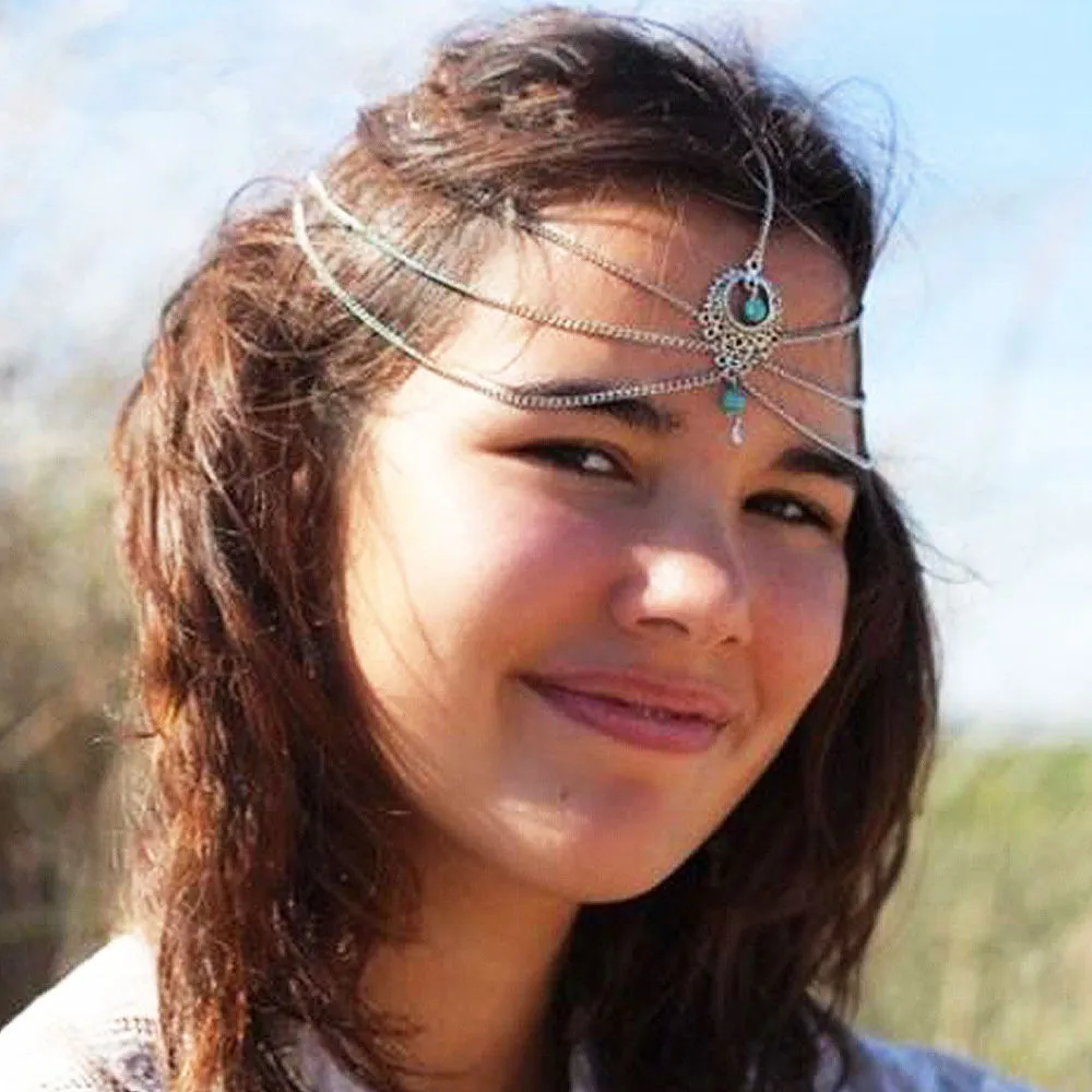 Joker & Witch Turquoise Bead Silver Headchain