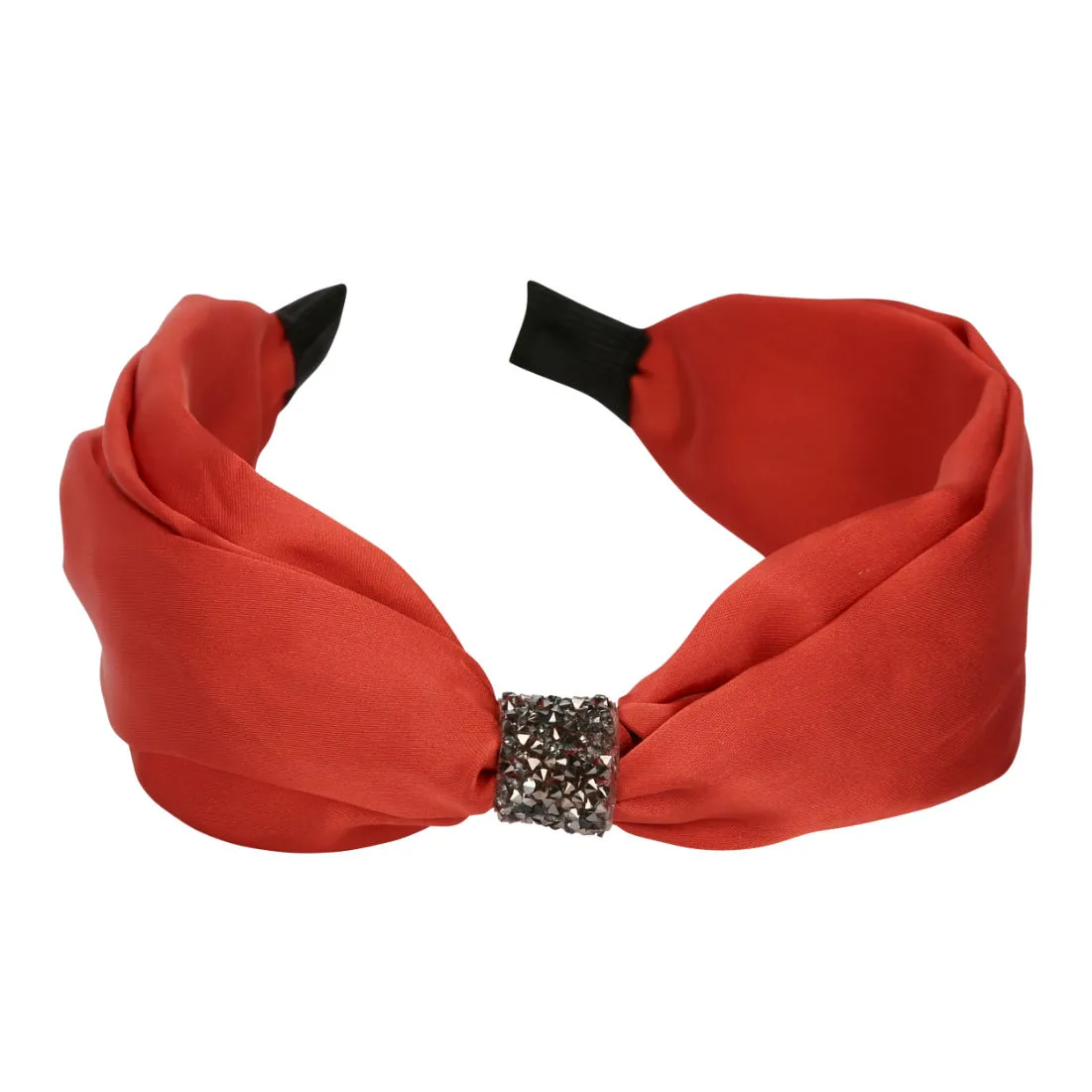 YouBella Hair Jewellery Satin Fabric Crystal Studded Red Head Band (YBHAIR_41355)