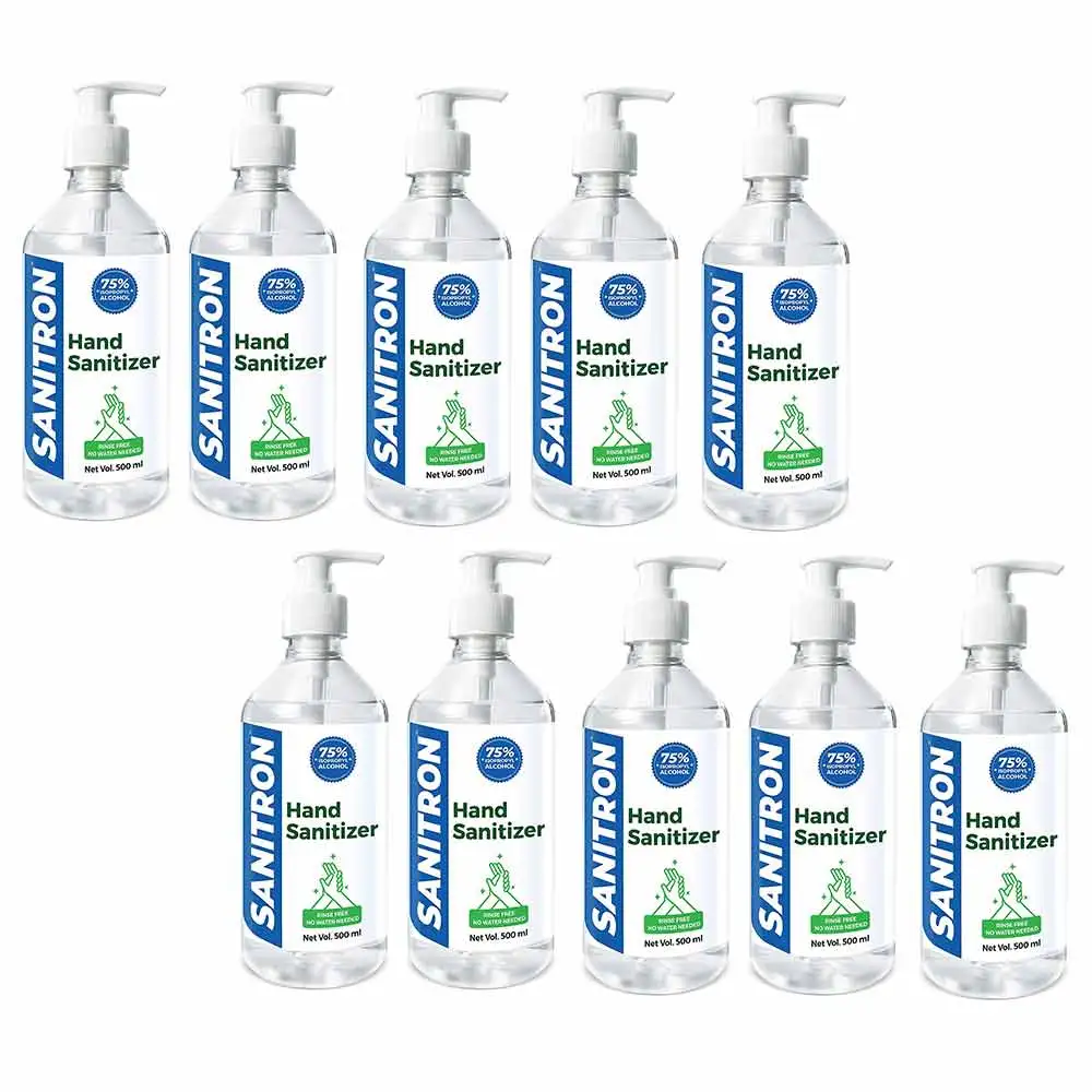 Sanitron Liquid Hand Sanitizer,  75% Isopropyl alcohol (IPA)  10 Piece(s)/Pack  Refill Pack