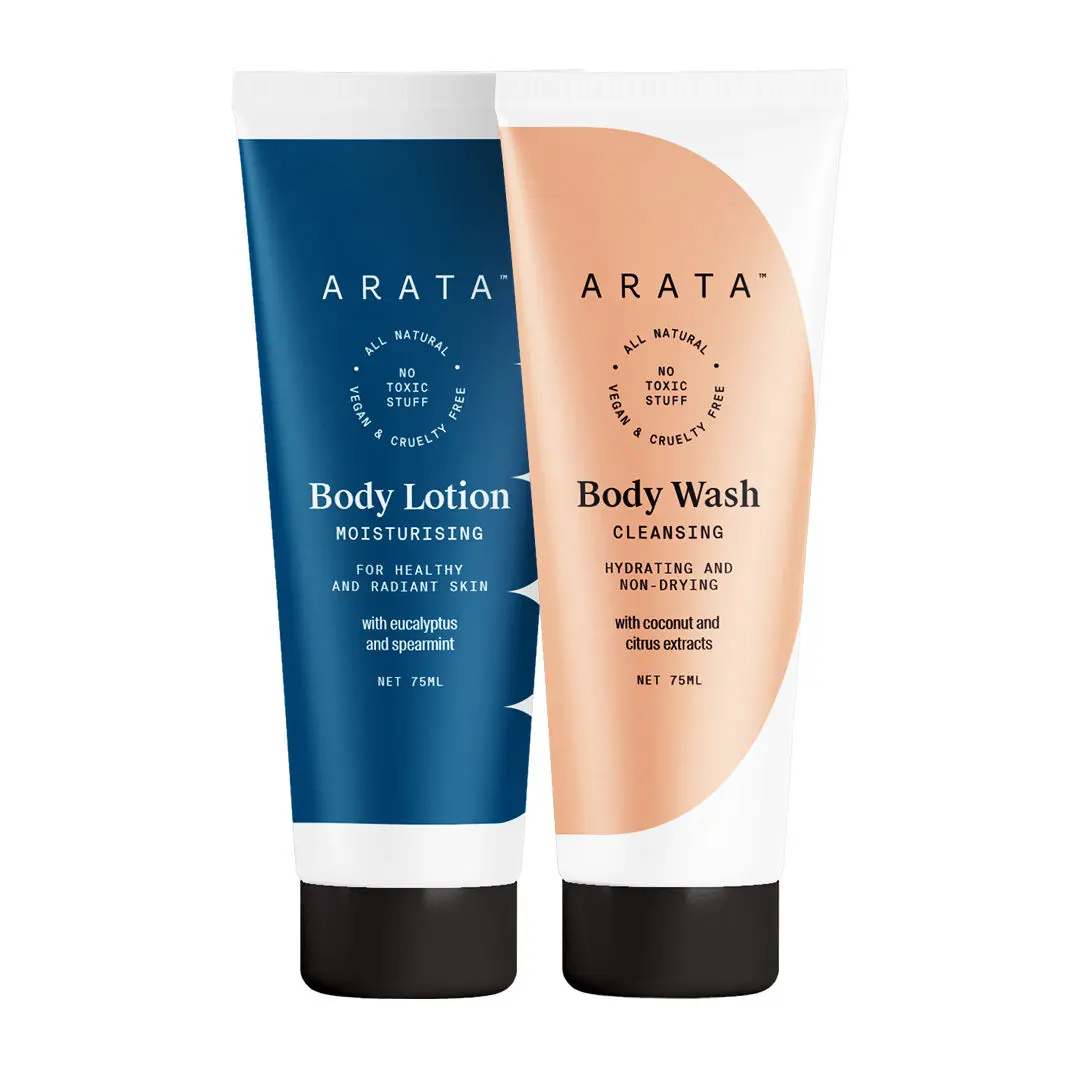 Arata Natural Body Care Set For Men & Women With Body Lotion(75 ml) & Body Wash(75 ml)